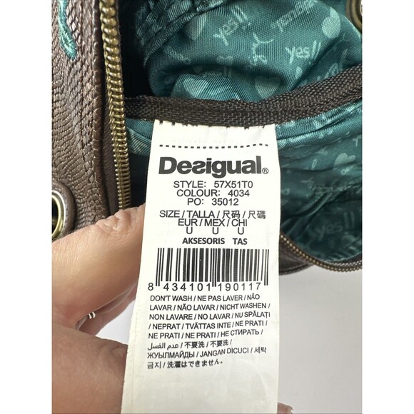 Desigual Patchwork Floral Crossbody Purse Bag Multicolored Faux Leather Zip - Picture 10 of 16